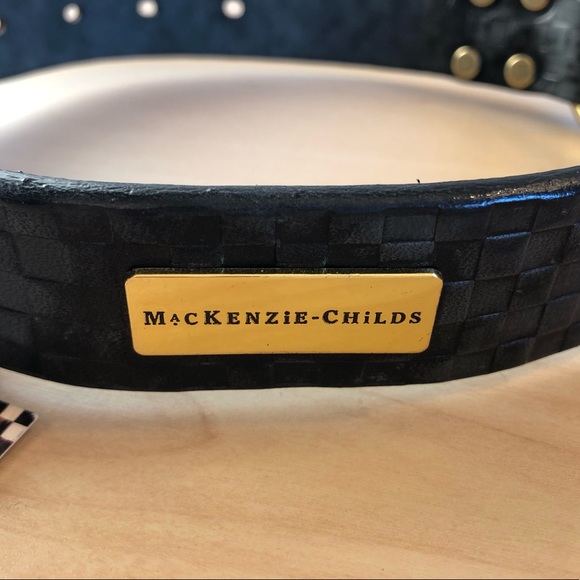 πΆ NWT Mackenzie-Childs Embossed Real Bridle Leather Blk Dog Collar (Size:Large) - Picture 7 of 11